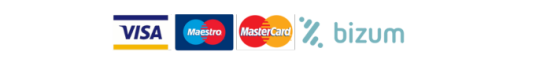 Logos de los métodos de pago: VISA, Master Card, Bizum